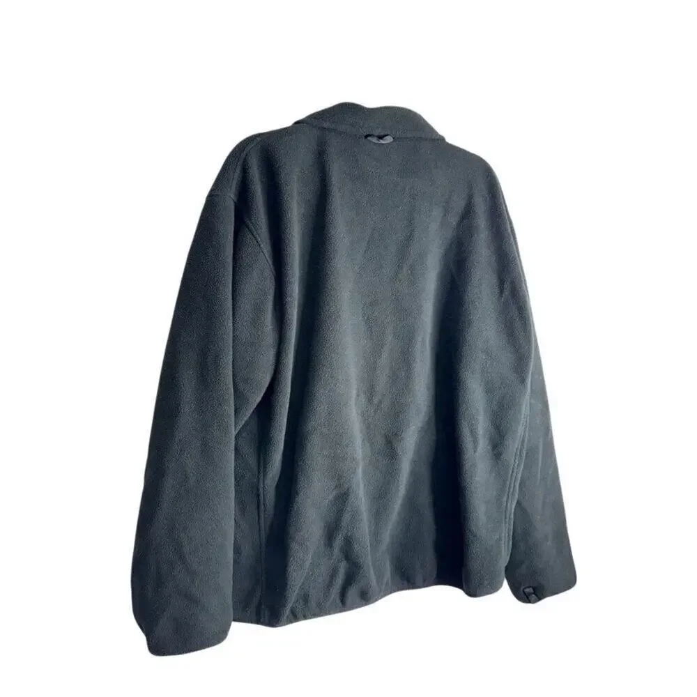 The North Face Jacket Mens Size Large Black Full Zip Fleece Logo Side‎ Pockets